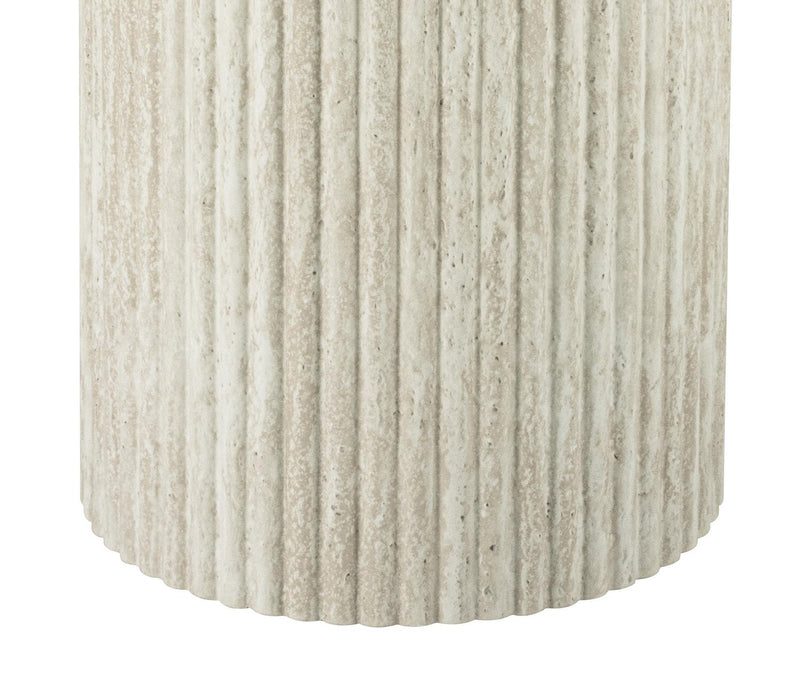 Sullivan 23.6\" Round End Table with Sintered Stone Top - Beige Travertine