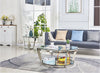 Yonge 22" Modern Round Glass Top End Table with Shelf - Chrome Finish with Stainless Steel | Table de bout ronde moderne Yonge de 22 po avec dessus en verre et tablette - fini chromé avec acier inoxydable
