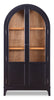 Kort & Co Aeris 36" Arched Curio Cabinet with Glass Doors – Matte Black and Natural Oak  | Armoire vitrée arquée Aeris de Kort & Co. avec portes en verre - noir mat et chêne naturel