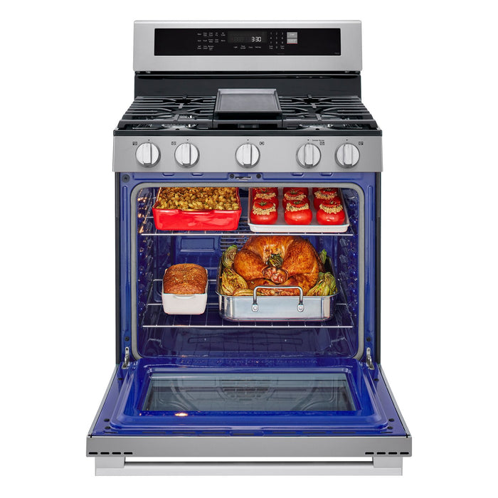 LG 6.3 Cu. Ft. Smart Gas Range with Air Fry – Fingerprint Resistant Stainless Steel - LRGN6325X