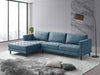 Metro 2-Piece Left-Facing Fabric Sectional with Chaise and Tufted Seat Cushions - Denim Blue | Sofa sectionnel de gauche Metro 2 pièces en tissu avec fauteuil long et coussins de siège capitonnés - bleu denim
