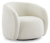 Solo 31.1" Sherpa Fabric Curved Accent Chair - Ice Cream  | Fauteuil d’appoint courbé Solo de 31,1 po en tissu sherpa - crème glacée