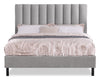 Amos Upholstered Platform Bed Base in Grey Fabric - Full Size | Base de lit plateforme Amos rembourrée en tissu gris - format lit double