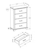 Clara Bedroom Chest of Drawers, 4-Drawer, 32"W x 46"H - Bleached Oak & Brown | Commode verticale de chambre à coucher Clara de 32 po (L) x 46 po (H) à 4 tiroirs - chêne blanchi et brun