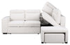 Coast 3-Piece Right-Facing Ivory White Fabric Sleeper Sectional with Storage Chaise and Storage Armrest | Sofa-lit sectionnel de droite Coast 3 pièces en tissu blanc ivoire avec fauteuil long de rangement et accoudoir de rangement