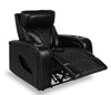 Elite 38" Genuine Leather Massage Power Reclining Chair with Power Headrest and Storage Armrests - Black | Fauteuil de massage à inclinaison électrique Elite de 38 po en cuir véritable avec appuie-tête électrique et accoudoirs de rangement - noir