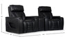 Zen 3-Piece Leather-Look Fabric Home Theatre Power Reclining Sectional with Massage and Storage Console - Black | Sofa sectionnel à inclinaison électrique Zen 3 pièces de style cinéma maison en similicuir avec massage et console de rangement - noir