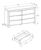 Elite Bedroom 6-Drawer Dresser, 58"W x 33"H - White | Commode de chambre à coucher Elite de 58 po (L) x 33 po (H) à 6 tiroirs - blanche