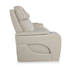 Zen 86" Leather-Look Fabric Power Reclining Massage Sofa with Power Headrests and Drop-Down Console - Apricot | Sofa de massage à inclinaison électrique Zen de 86 po en tissu d’apparence cuir avec appuie-têtes électriques et console rabattable - abricot