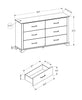 Clara Bedroom 6-Drawer Dresser, 59"W x 34"H - Bleached Oak & Brown | Commode de chambre à coucher Clara de 59 po (L) x 34 po (H) à 6 tiroirs - chêne blanchi et brun