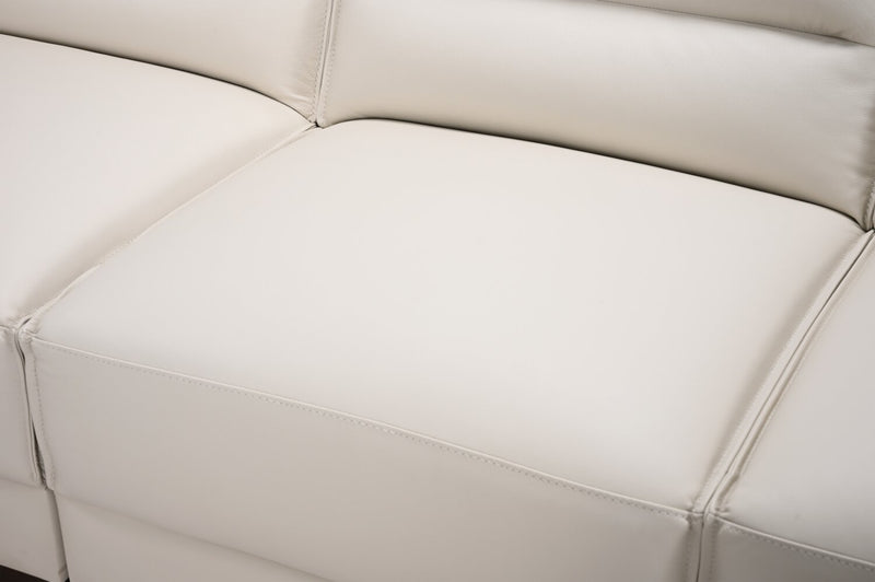 Citadel 3-Piece Left-Facing Top-Grain Genuine Leather Sectional with Wood Legs - Frost White
