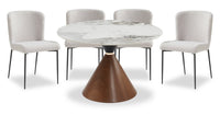 Alwin 5pc Dining Set with Table & 4 Chairs, Sintered Stone Top, Metal, 47.25