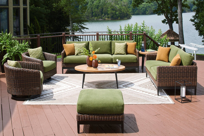 Tofino Outdoor Patio Loveseat - Resin Wicker, UV & Weather Resistant - Green/Brown/Black