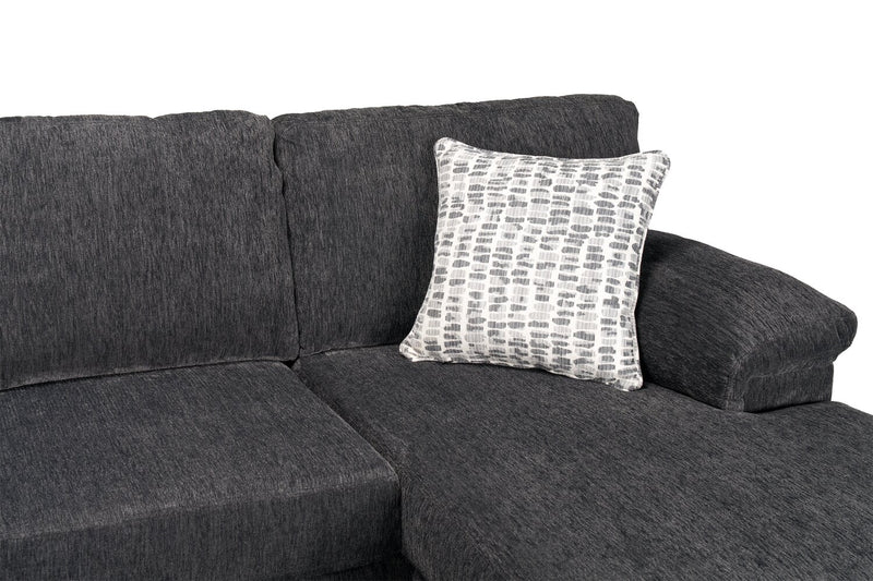 Made in Canada Morgan 2-Piece Right-Facing Chenille Fabric Wrap Sectional with Accent Pillows - Grey