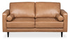 Edge 70" Genuine Leather Loveseat with Wood Legs and Removable Back Cushions - Brown | Causeuse Edge de 70 po en cuir véritable avec pattes en bois et coussins de dossier amovibles - brun