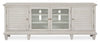 Baron 82” Rustic Pine TV Stand with Storage and Cable Management for TVs up to 90” - Alabaster | Meuble pour téléviseur rustique Baron de 82 po en pin avec rangement et système de gestion des