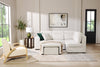 Coast 3-Piece Right-Facing Ivory White Fabric Sleeper Sectional with Storage Chaise and Storage Armrest | Sofa-lit sectionnel de droite Coast 3 pièces en tissu blanc ivoire avec fauteuil long de rangement et accoudoir de rangement