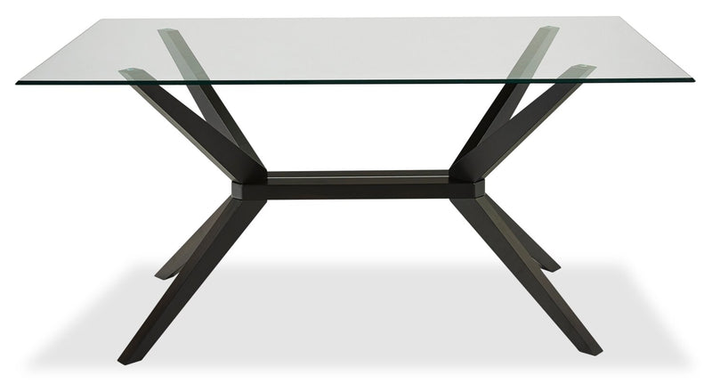 Ace Dining Table with Glass Top, 63\"W - Brown