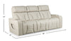Zen 86" Leather-Look Fabric Power Reclining Massage Sofa with Power Headrests and Drop-Down Console - Apricot | Sofa de massage à inclinaison électrique Zen de 86 po en tissu d’apparence cuir avec appuie-têtes électriques et console rabattable - abricot