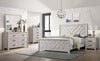Lark Panel Bed with Headboard & Frame, Chevron Pattern, Rustic White - Full Size | Lit à panneaux Lark blanc rustique avec tête de lit, cadre et motif de chevrons - format lit double