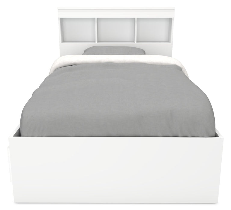 Riley Mates Bed 6pc Set with Bookcase Headboard, Dresser, Mirror & Nightstand, White - Twin Size