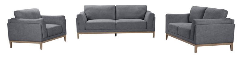 Valley 67.7\" Fabric Loveseat with Rubberwood Base and Legs - Pewter