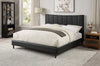 Paseo Platform Bed in Black Vegan-Leather Fabric - King Size | Lit plateforme rembourré Paseo en tissu de cuir végétalien noire - format très grand lit