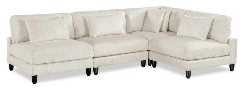 Lounge 4-Piece Chenille Armless Modular Sectional – Beige 