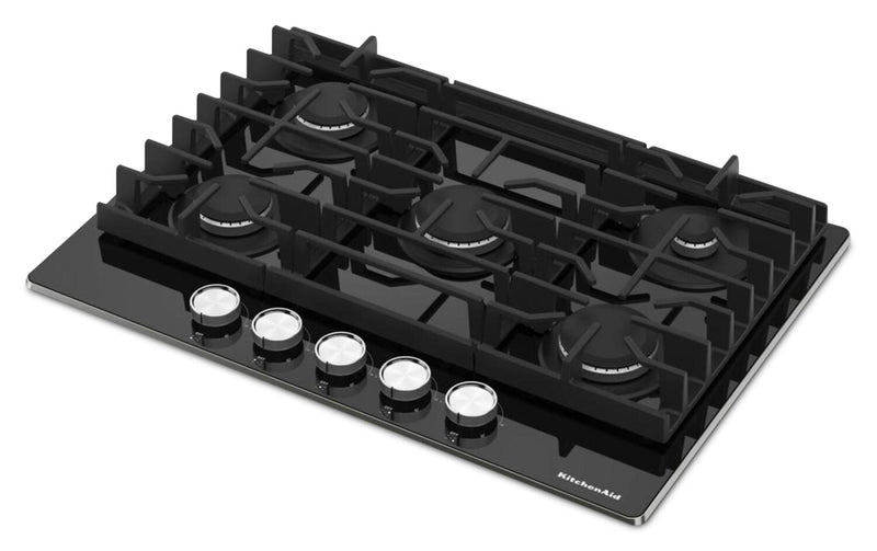 KitchenAid 30\" Gas-on-Glass Cooktop - KCGG530PBL