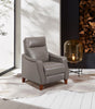 Natalie 32.5" Top-Grain Genuine Leather Pushback Reclining Chair with Wood Legs - Grey | Fauteuil à inclinaison par poussée Natalie de 32,5 po en cuir véritable de qualité supérieure avec pattes en bois - gris