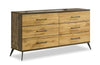 Silas 6pc Bedroom Set with Platform Bed, Dresser, Mirror & Nightstand, LED, Rustic Brown - Full Size | Ensemble de chambre à coucher Silas 6 pièces brun rustique avec lit plateforme, commode, miroir, table de nuit et éclairage à DEL - format lit double