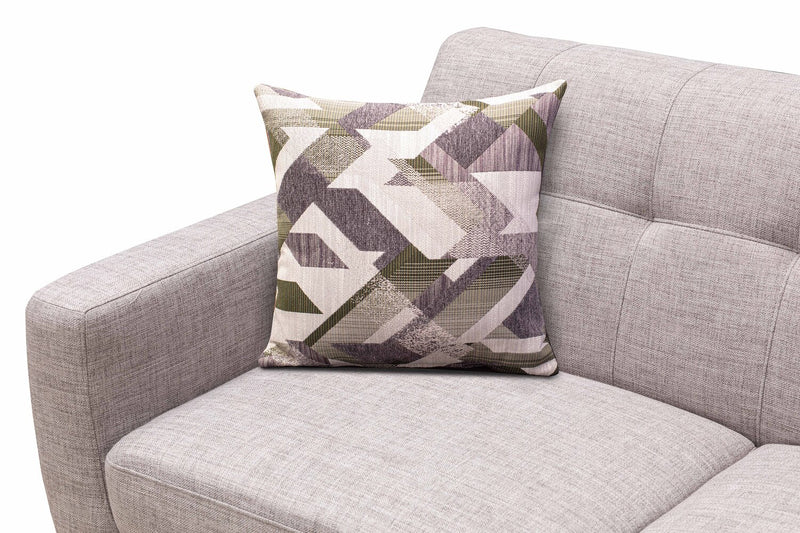 Kort & Co. Freeman 88\" Linen-Look Fabric Sofa with Wood Base and Tufted Back Cushions - Dove White