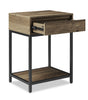 Akio Bedside 1-Drawer Nightstand with Lift-top Storage, 18"W x 25.75"H - Brown/Black | Table de nuit Akio de 18 po (l) x 25,75 po (H) à 1 tiroir avec dessus relevable et rangement - brune et noire