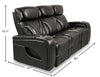 Elite 86" Genuine Leather Massage Power Reclining Sofa with Power Headrests and Storage Arms - Black | Sofa de massage à inclinaison électrique Elite de 86 po en cuir véritable avec appuie-têtes électriques et accoudoirs de rangement - noir
