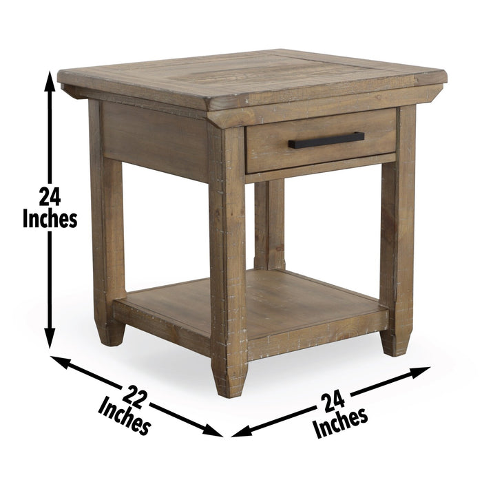 Cedar 24\" Rustic End Table with Storage Drawer – Brown