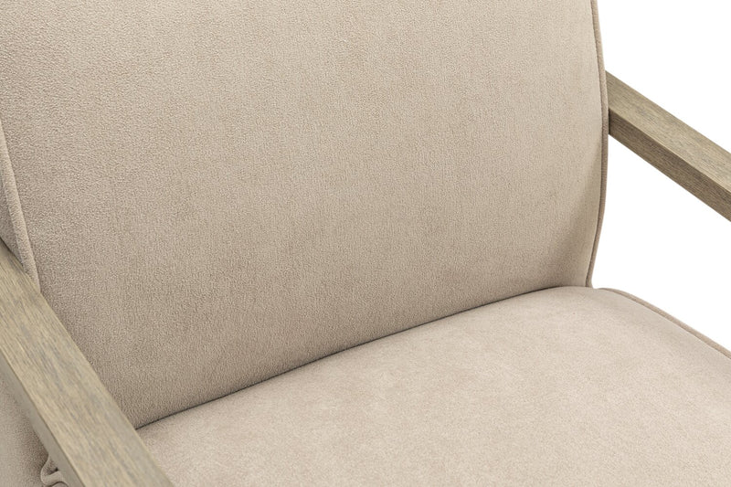 Mode 29.5\" Velvet Swivel Accent Chair with Wood Arms - Beige
