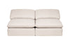 Eclipse Modular 6-Piece Linen-Look Fabric Sectional with Ottomans and Reversible Feather Down Cushions - Linen White | Sofa sectionnel modulaire Eclipse 6 pièces en tissu d’apparence lin avec poufs et coussins réversibles en duvet et plumes - blanc lin