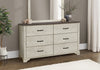 Clara Bedroom 6-Drawer Dresser, 59"W x 34"H - Bleached Oak & Brown | Commode de chambre à coucher Clara de 59 po (L) x 34 po (H) à 6 tiroirs - chêne blanchi et brun