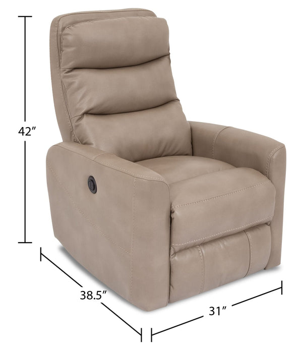 Cindy Crawford Home Quinn 31\" Leather-Look Fabric Swivel Rocker Power Reclining Chair - Taupe