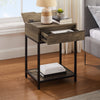 Akio Bedside 1-Drawer Nightstand with Lift-top Storage, 18"W x 25.75"H - Brown/Black | Table de nuit Akio de 18 po (l) x 25,75 po (H) à 1 tiroir avec dessus relevable et rangement - brune et noire