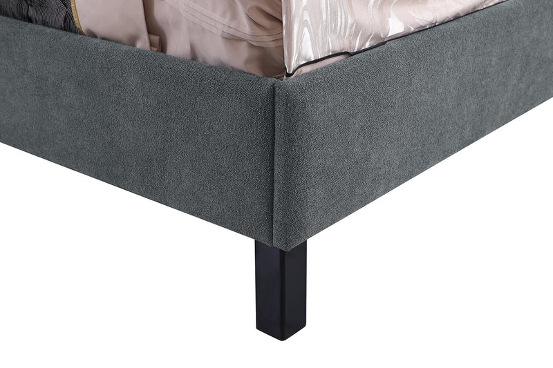 Amos Upholstered Platform Bed in Charcoal Fabric with Tufted Headboard - King Size
