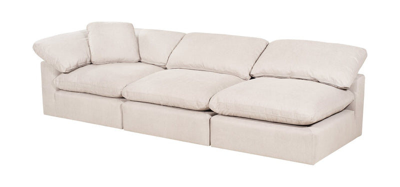 Eclipse Modular 5-Piece Linen-Look Fabric Sectional with Reversible Feather Down Cushions - Linen White