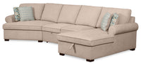 Scott Living Haven 3-Piece Left-Facing Chenille Fabric Cuddler Sleeper Sectional with Storage - Taupe