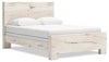Derekson Panel Bed with Headboard & Frame, Rustic White - Queen Size | Lit à panneaux Derekson avec tête de lit et cadre de lit, blanc rustique - format grand lit