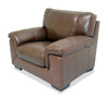 Classico 47" Genuine Leather Chair with Wood Legs – Tobacco | Fauteuil Classico de 47 po en cuir véritable avec pattes en bois - tabac