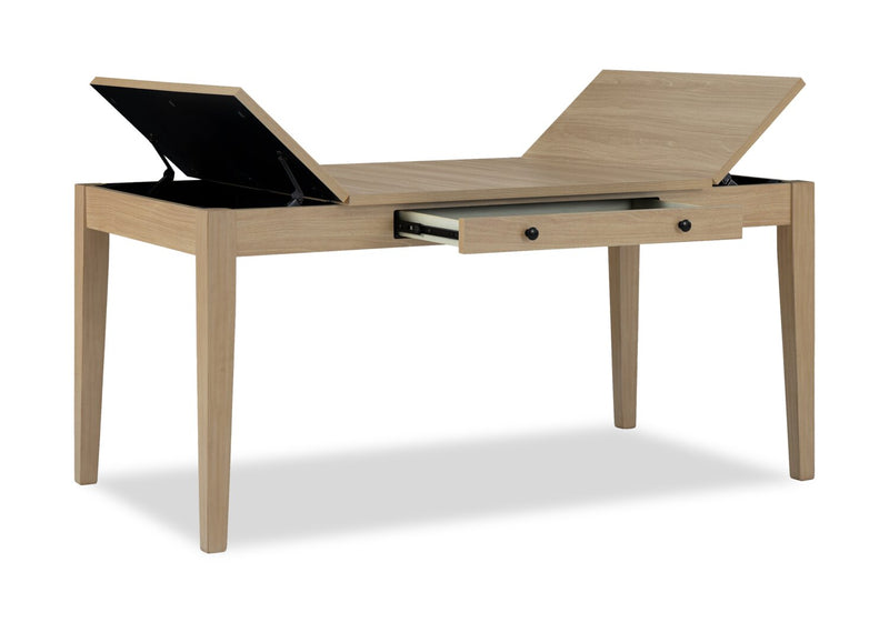 Cove 5pc Dining Table Set with Table & 4 Chairs, Storage Drawers, Melamine, 66\"W - Natural/Grey