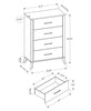 Blake Bedroom Chest of Drawers, 4-Drawer, 33"W x 45"H - Grey & Black | Commode verticale de chambre à coucher Blake de 33 po (L) x 45 po (H) à 4 tiroirs - grise et noire