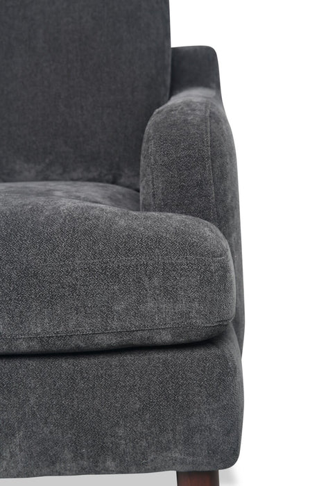 Jorja 3-Piece Chenille Fabric Sectional with Wood Legs and Accent Pillows - Granite Grey