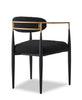 Kort & Co. Capri Dining Armchair with Boucle Fabric & Gold Accent, Metal - Black | Chaise de salle à manger à accoudoirs Capri de Kort & Co. en métal avec tissu bouclé et touches dorées - noire