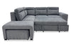 Coast 3-Piece Left-Facing Fabric Sleeper Sectional with Storage and Ottoman - Smoke | Sofa-lit sectionnel de gauche Coast 3 pièces en tissu avec rangement et pouf - fumée